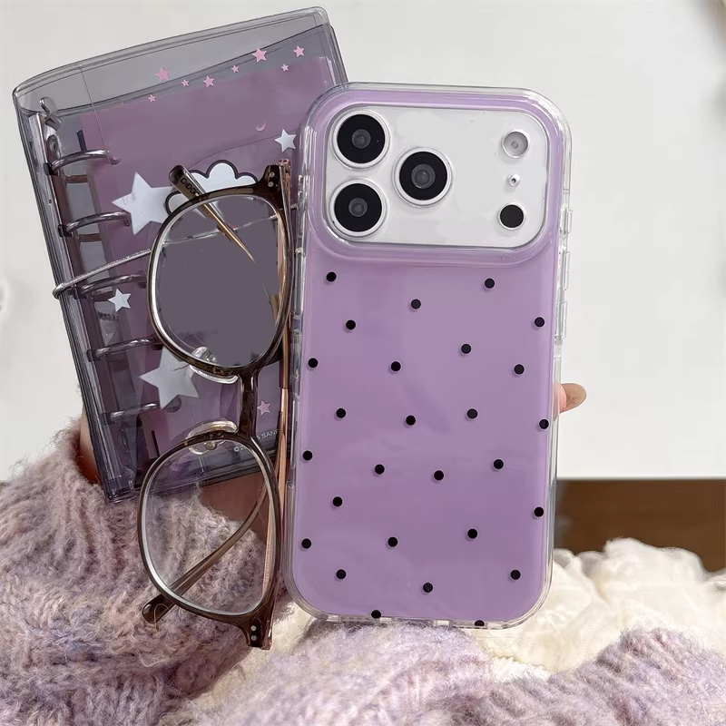 Phone Cases Girly - 한국 인스타걸 심플 퍼플 물방울 무늬