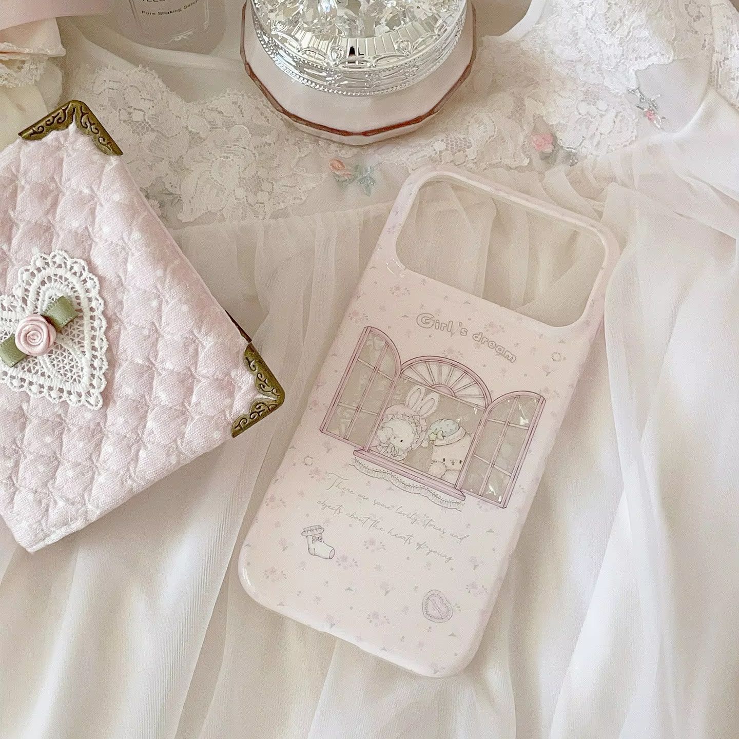 Phone Cases Y2K - 귀여운 토끼곰 꽃무늬 핑크 Y2K 소녀