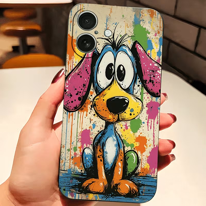Phone Cases Drop Proof - 그래피티 컬러 강아지 TPU 폰 케이스