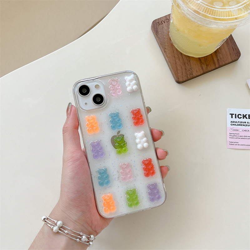 Phone Cases Drop Proof - 귀여운 3D 컬러풀 곰돌이 드롭 글루