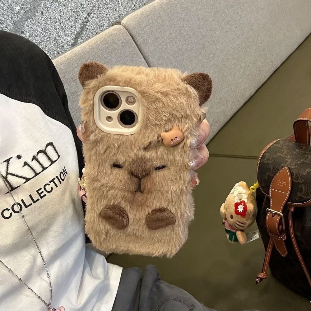 Phone Cases Apple - 럭셔리 카피바라 플러피 퍼 폰 케이스