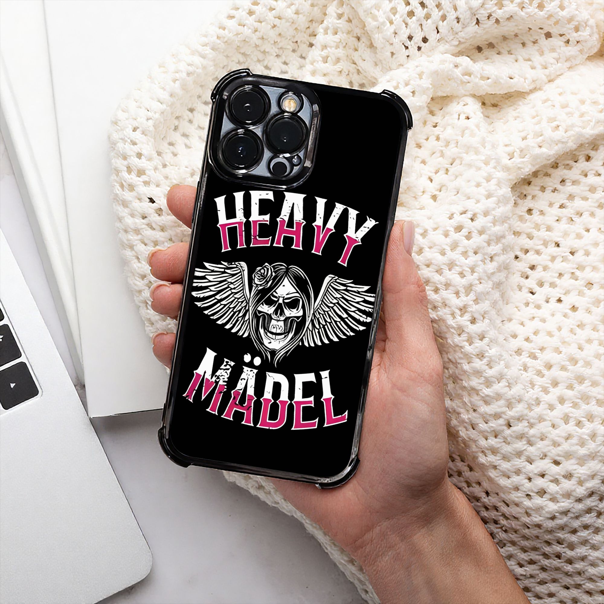 Phone Cases Metal - 스컬 바이커 걸 여성용 자전거 폰
