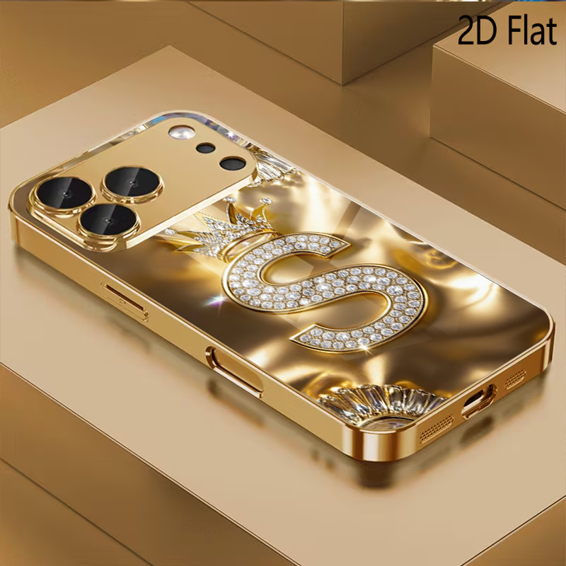 Phone Cases With Camera Cover - 크라운 S 패턴 강화유리 디자인 아이폰16