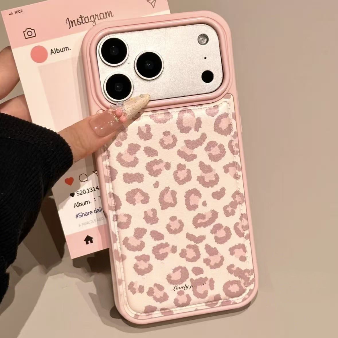 Phone Cases Drop Proof - 심플한 한국 핑크 레트로 레오파드 패턴