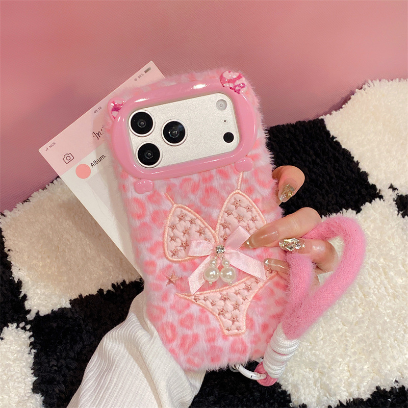 Phone Cases Iphone 15 Pro Max - 럭셔리 레오파드 프린트 비키니 패턴 플러시