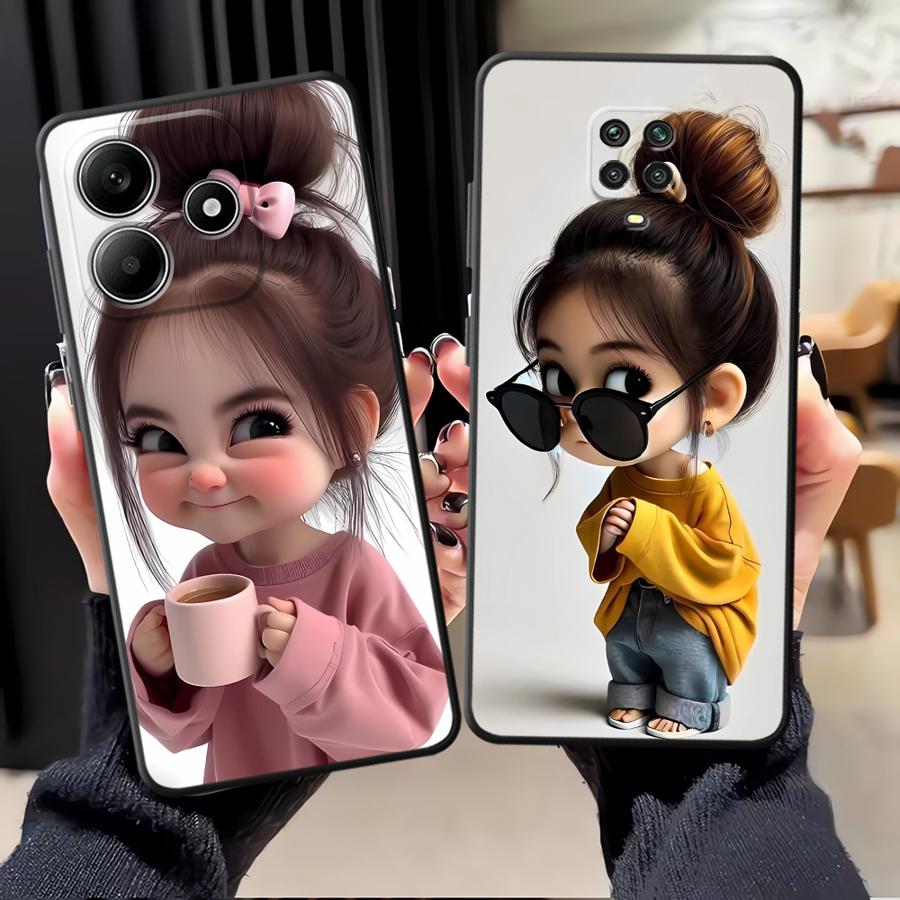 Phone Cases Girly - 만화 소녀 패턴 푼다 폰 커버