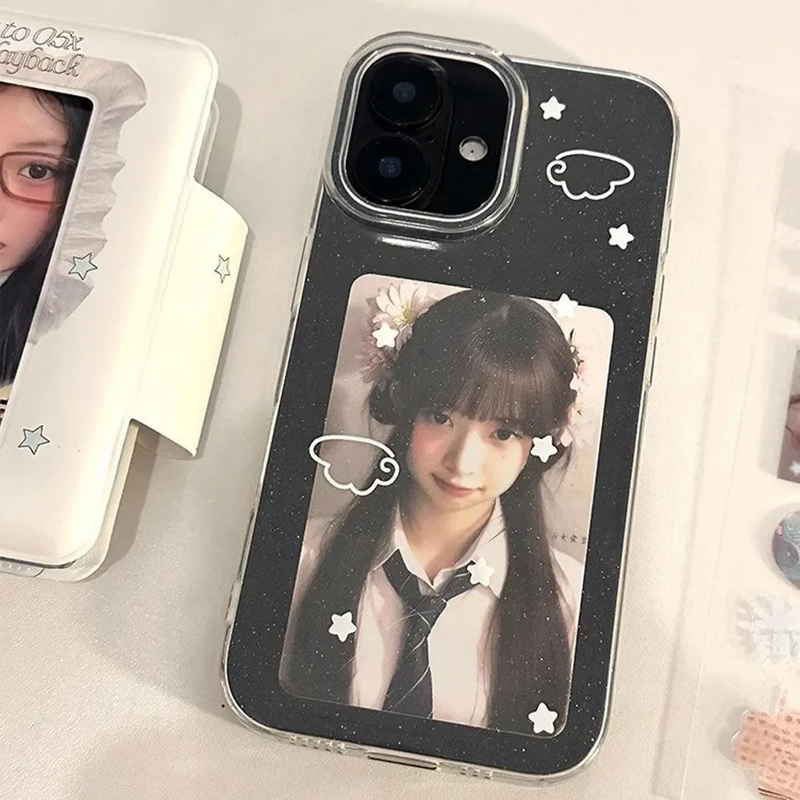Phone Cases Y2K - 귀여운 흰색 별 날개 만화 캐릭터