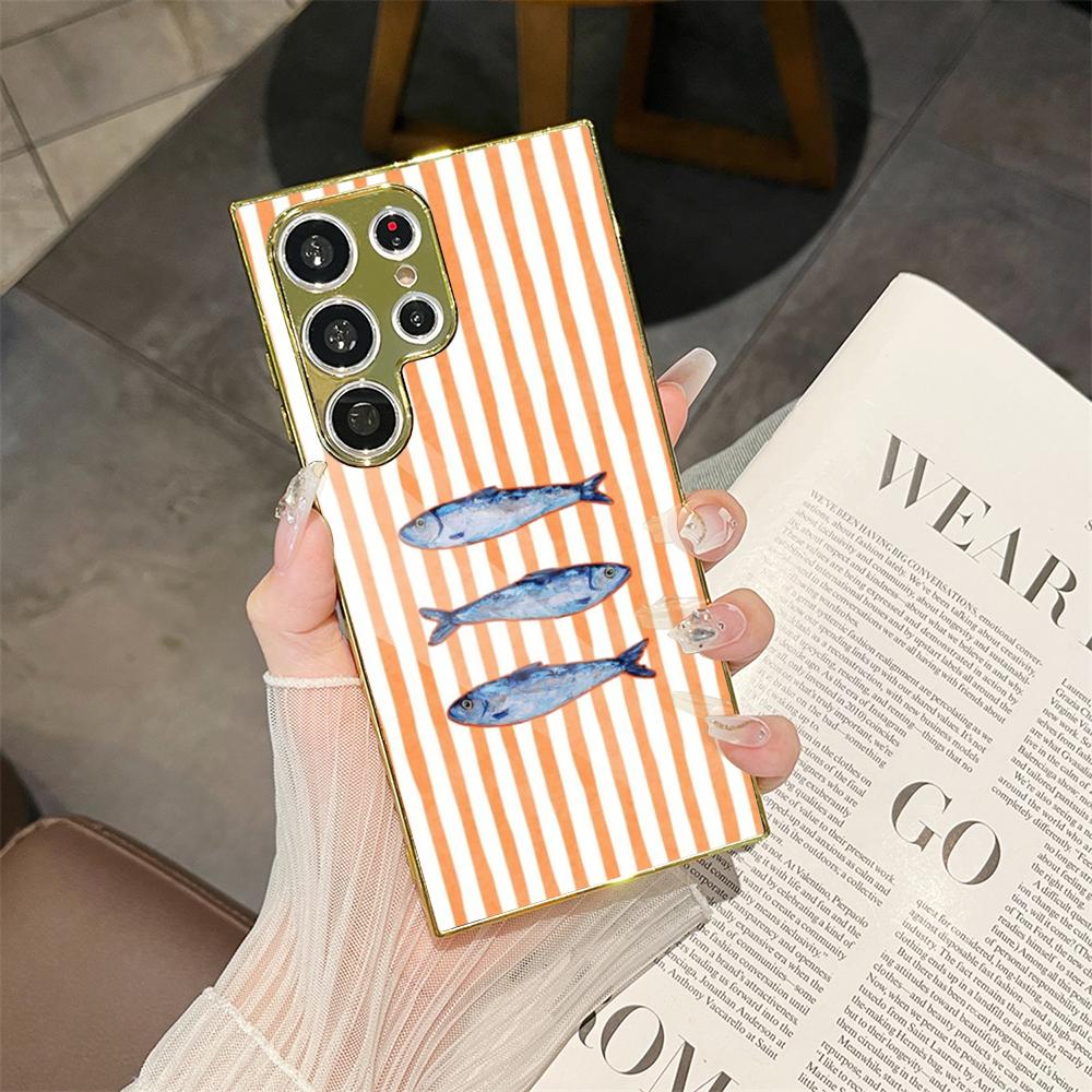 Phone Cases Metal - 오션 라이프 스트라이프 폰 케이스 삼성