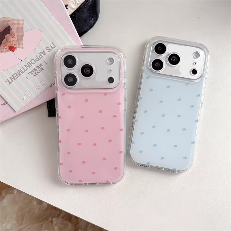 Phone Cases Girly - 한국 인스타걸 심플 블루 핑크 물방울