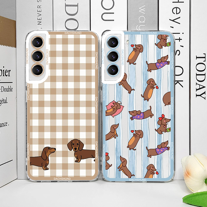 Phone Cases Galaxy S25 - 귀여운 닥스훈트 강아지 무늬 프린트 소프트