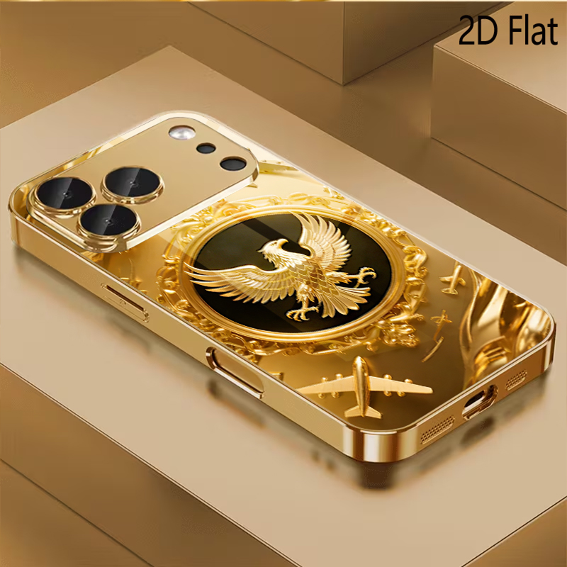 Phone Cases With Camera Cover - 골든 윙 패턴 강화유리 디자인 아이폰16