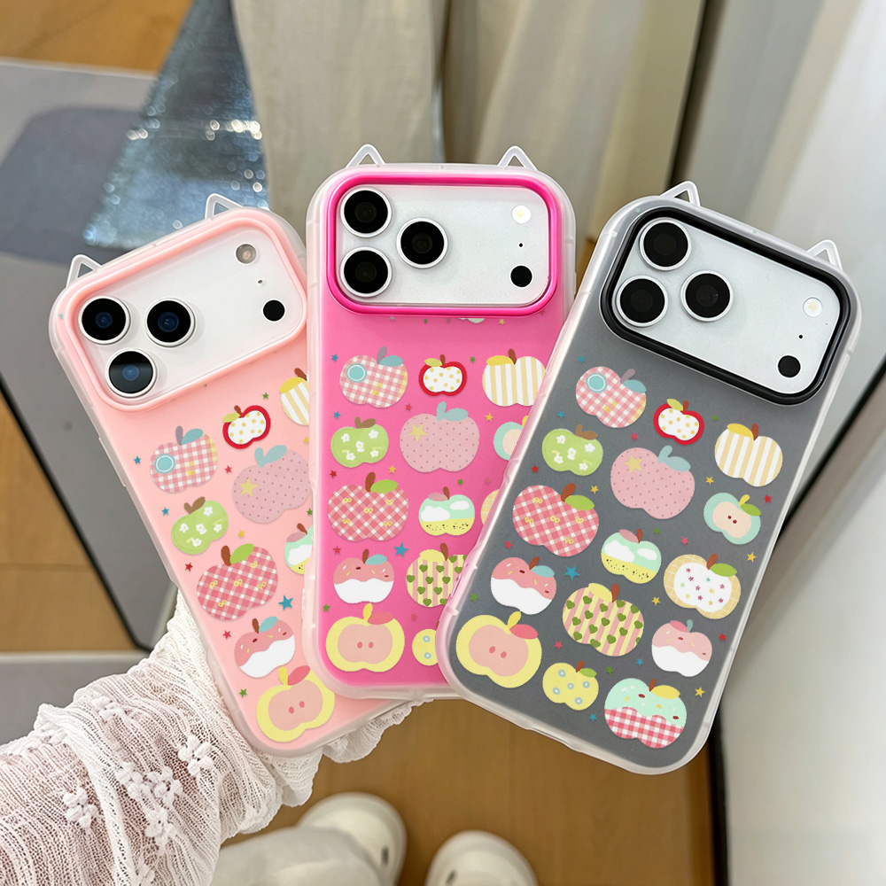 Phone Cases Girly - 고양이 귀 2-in-1 젤리 쉘 페인팅