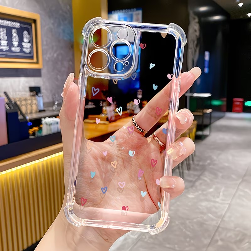 Phone Cases Drop Proof - 투명 코너 범퍼 컬러풀 하트 폰