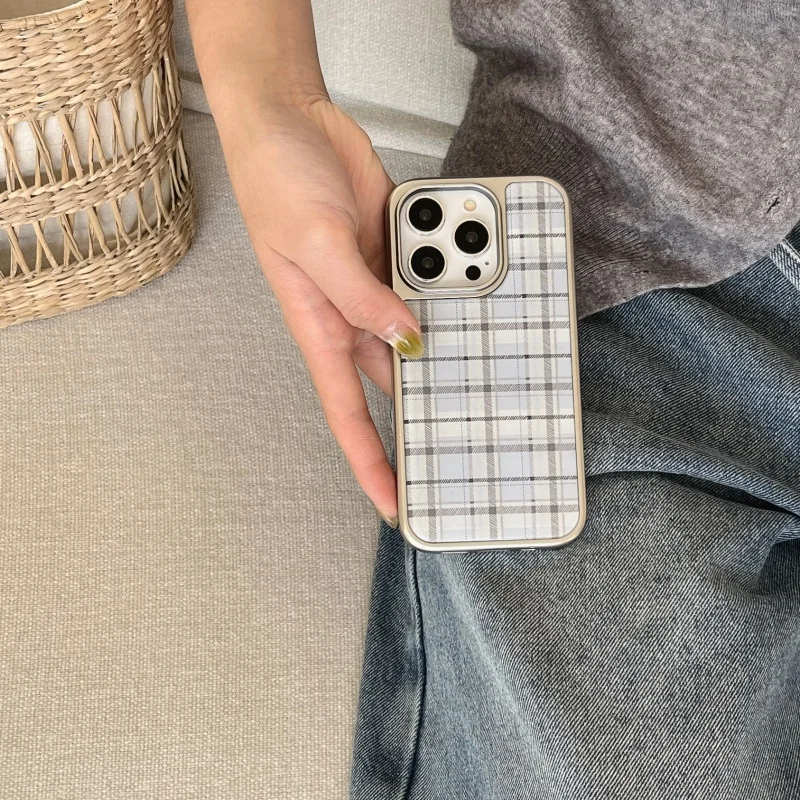 한국 인스 에폭시 블루 체크무늬 패턴 방탄 창의적 귀여 - Phone Cases Y2K 리뷰 및 가격