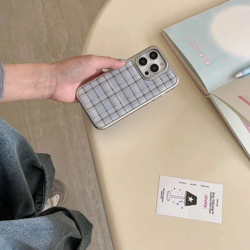 한국 인스 에폭시 블루 체크무늬 패턴 방탄 창의적 귀여 - Phone Cases Y2K 리뷰 및 가격