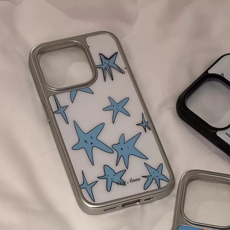 인스 니치 크리에이티브 블루 스타 퍼피 커플 글로시 표 - Phone Cases Y2K 리뷰 및 가격