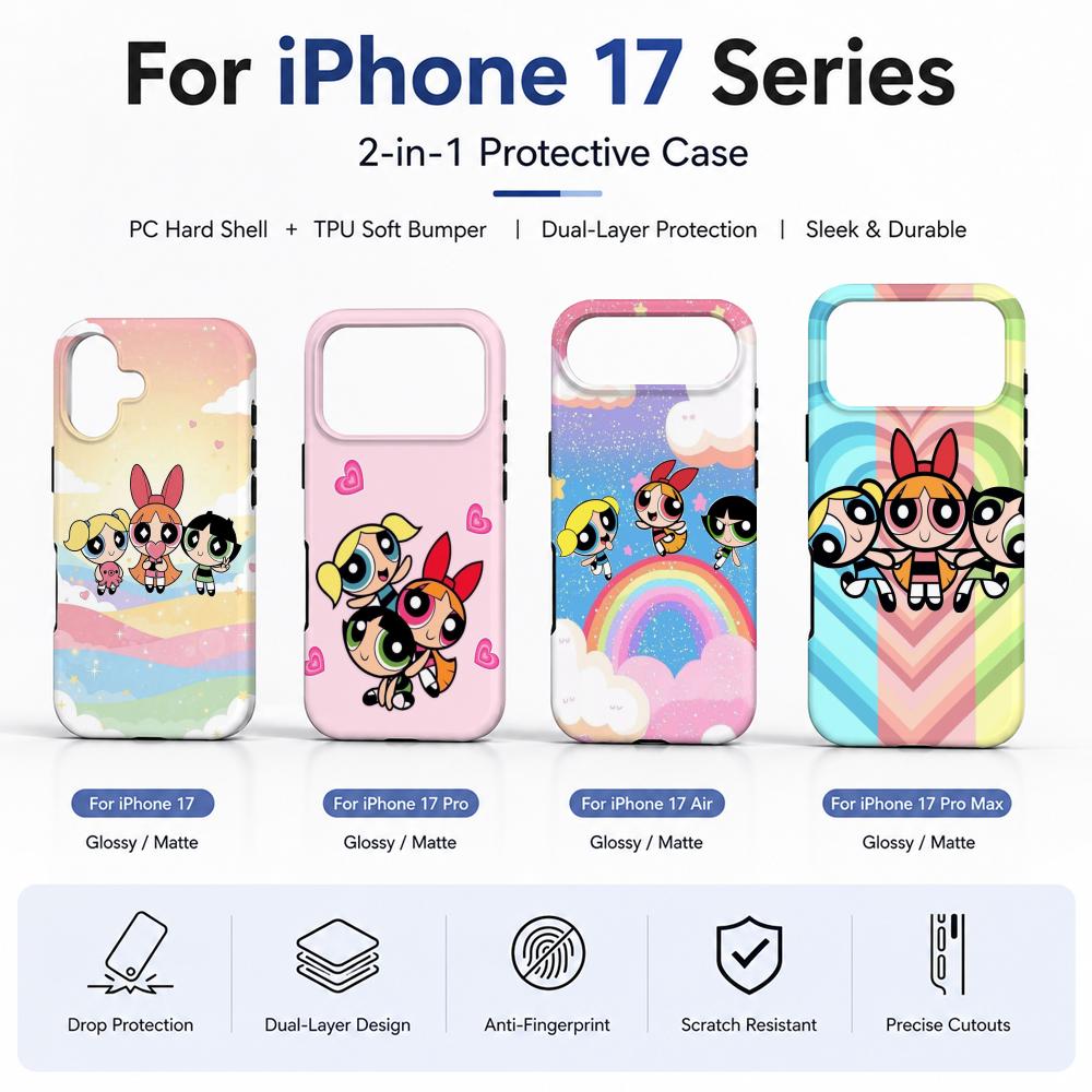 애니메이션 파워퍼프걸즈 폰 케이스 필름 소재 2-in- - Phone Cases Girly 리뷰 및 가격