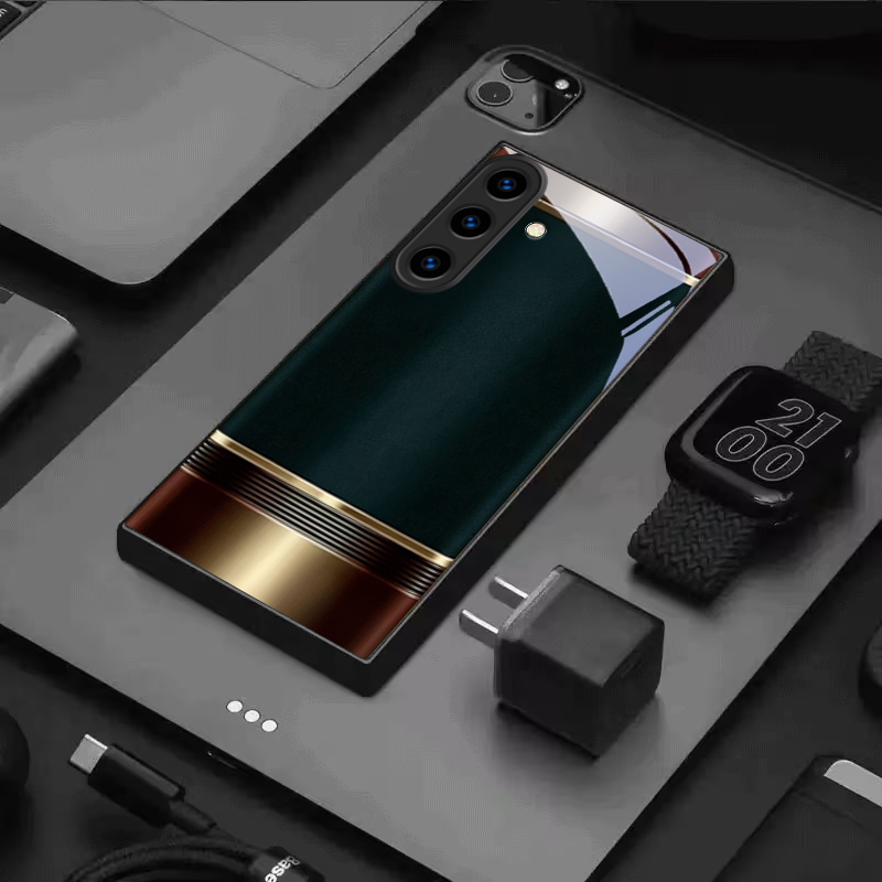 고급스러운 레트로 메탈 프레임 블랙 글래스 폰 케이스  - Phone Cases Metal 리뷰 및 가격