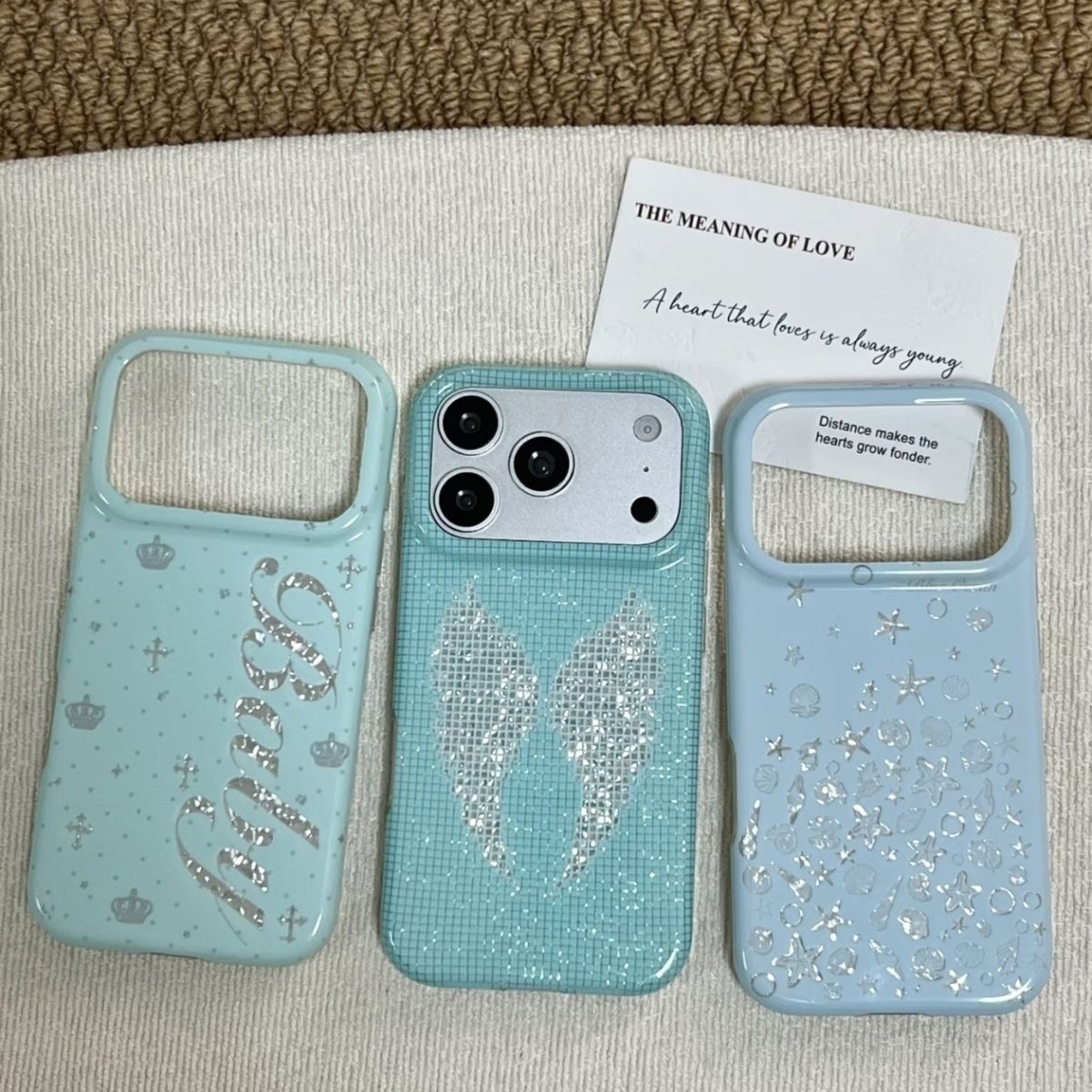 한국산 민트색 영어 크로스 천사 날개 폰 케이스 아이폰 - Phone Cases Y2K 리뷰 및 가격