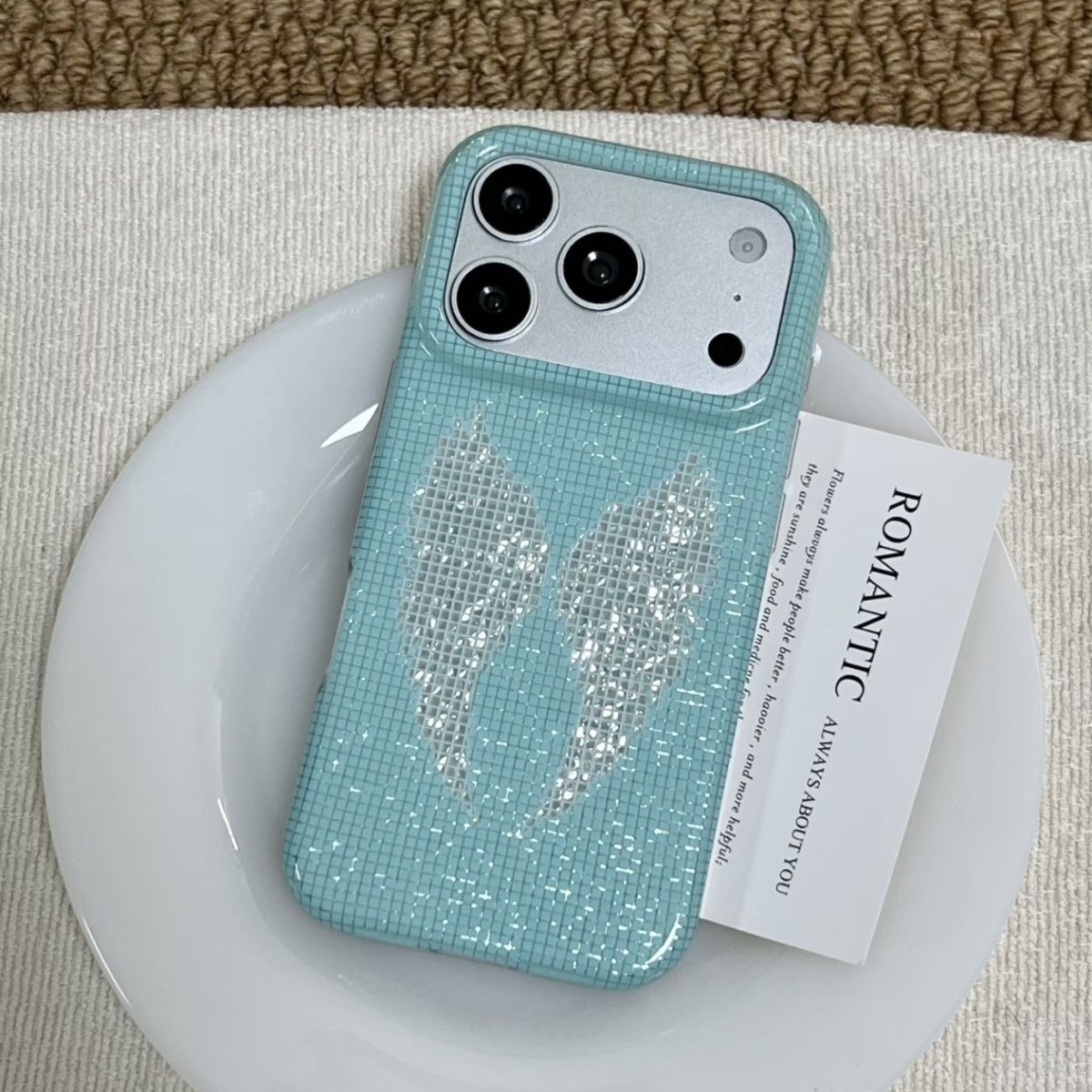 한국산 민트색 영어 크로스 천사 날개 폰 케이스 아이폰 - Phone Cases Y2K 리뷰 및 가격