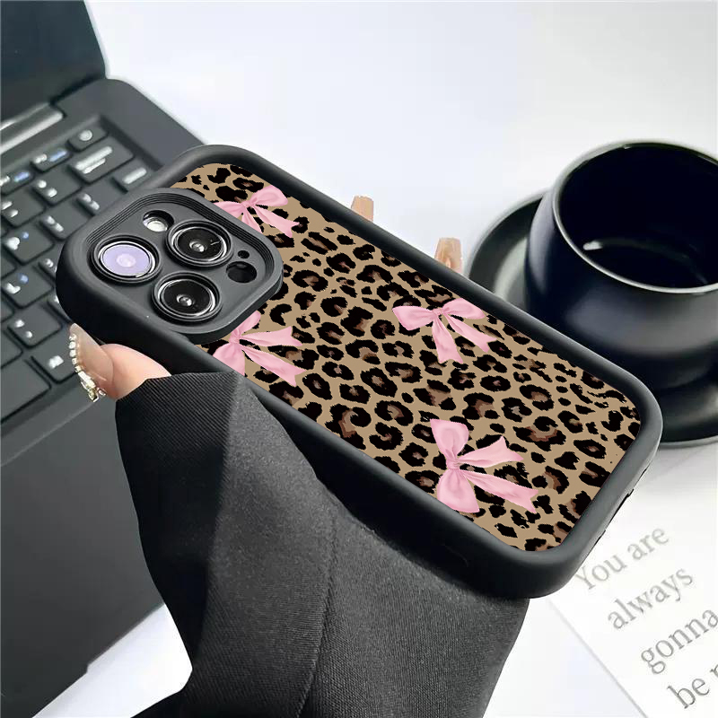 럭셔리 레오파드 프린트 리본 폰 케이스 (아이폰 11, - Phone Cases Y2K 리뷰 및 가격