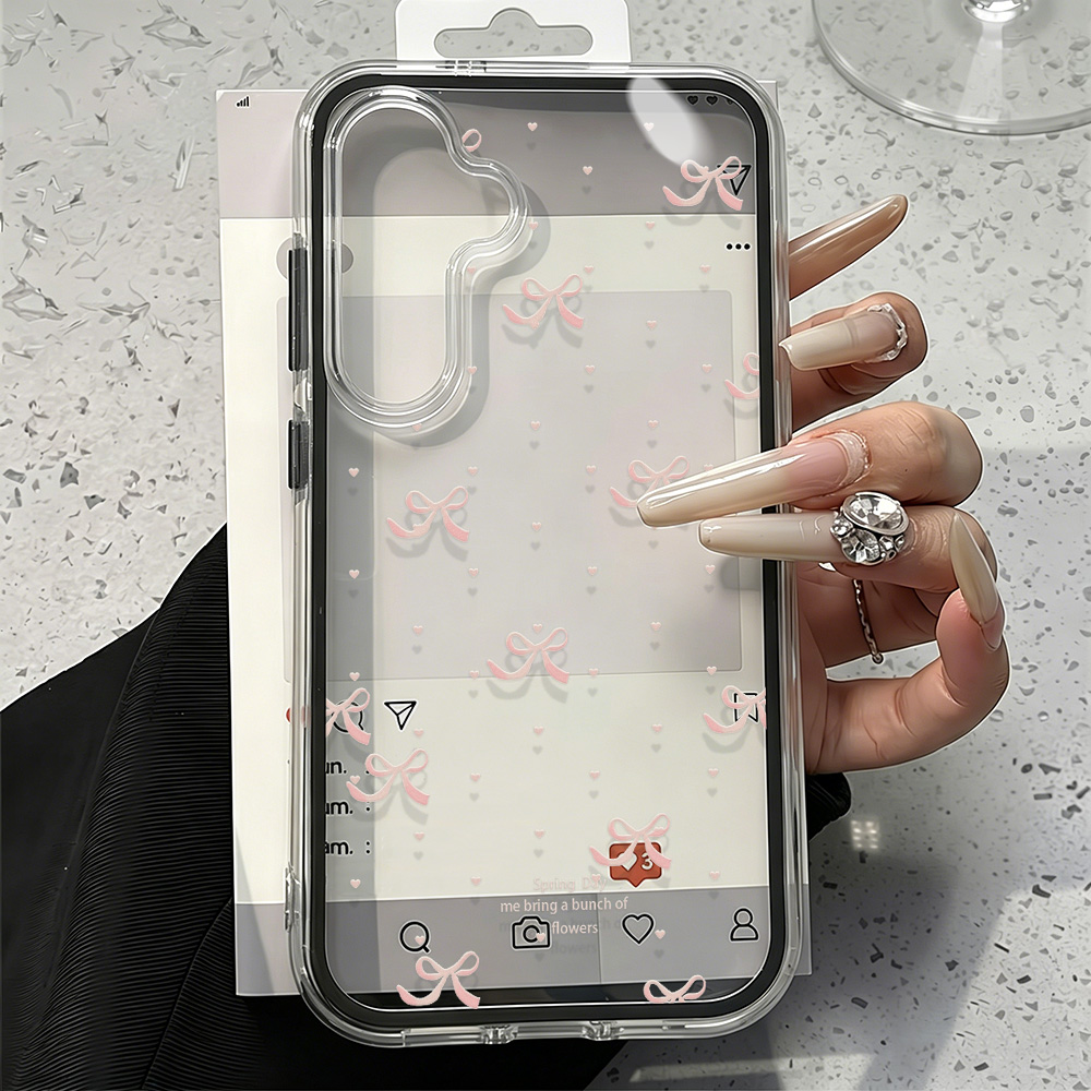 귀여운 핑크 리본 소프트 폰 케이스 삼성 A57 A17 - Phone Cases With Camera Cover 리뷰 및 가격