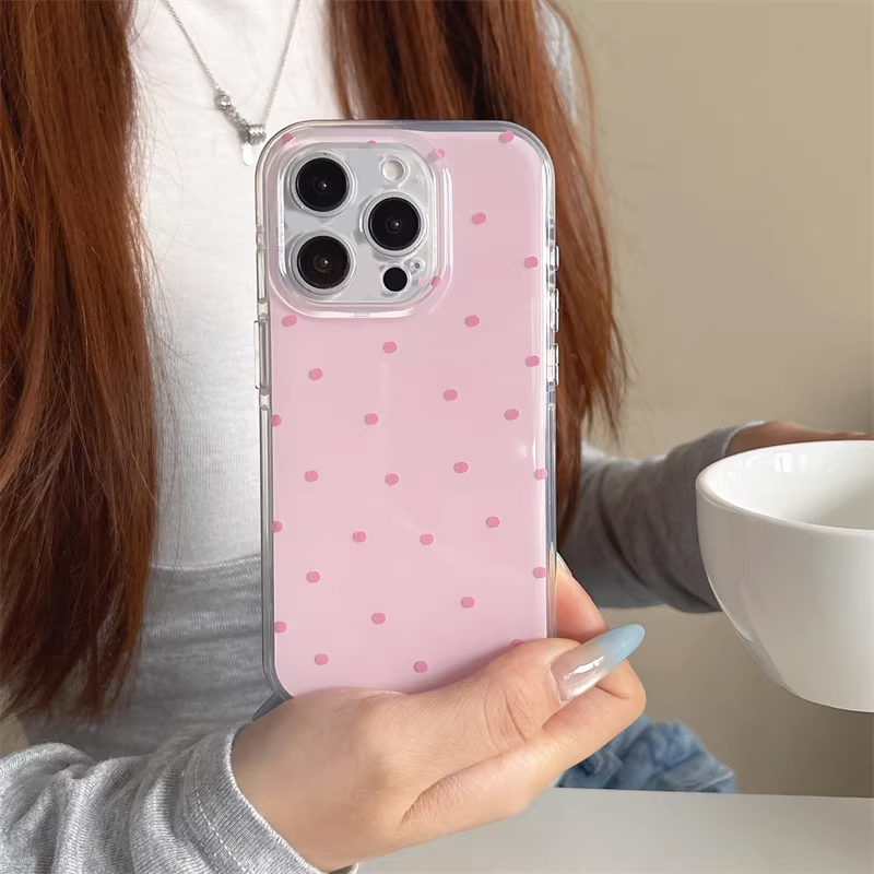 한국 인스타걸 심플 블루 핑크 물방울 무늬 만화 캐릭터 - Phone Cases Girly 리뷰 및 가격