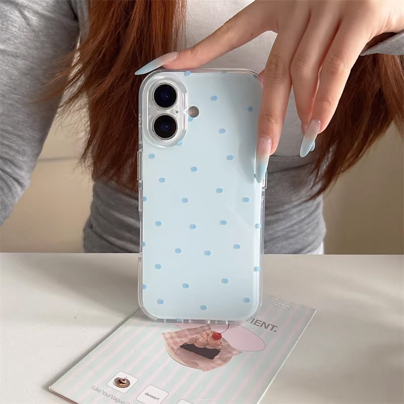한국 인스타걸 심플 블루 핑크 물방울 무늬 만화 캐릭터 - Phone Cases Girly 리뷰 및 가격