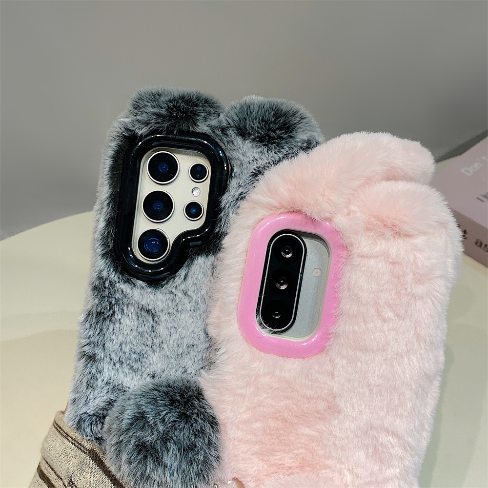 귀여운 토끼 귀 플러피 스탠드 폰 케이스 삼성 갤럭시  - Phone Cases Galaxy S25 리뷰 및 가격