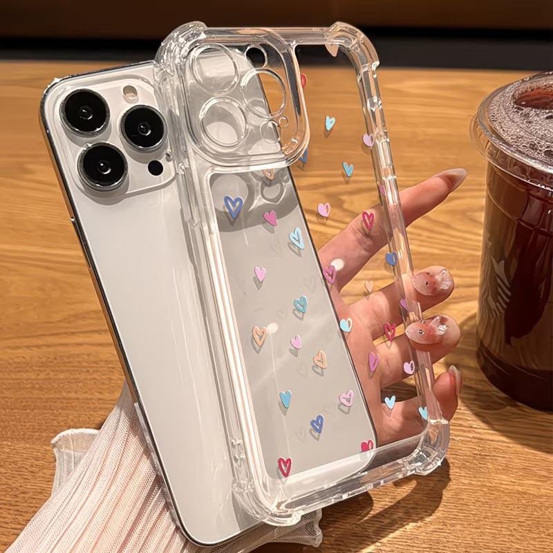 투명 코너 범퍼 컬러풀 하트 폰 케이스 (아이폰 17, - Phone Cases Drop Proof 리뷰 및 가격