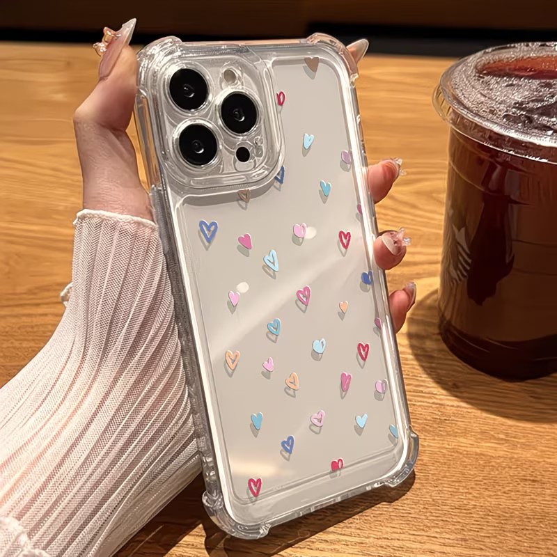 투명 코너 범퍼 컬러풀 하트 폰 케이스 (아이폰 17, - Phone Cases Drop Proof 리뷰 및 가격