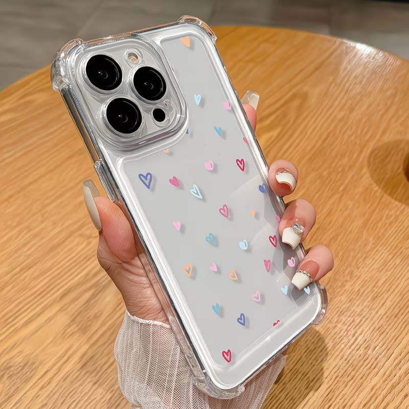 투명 코너 범퍼 컬러풀 하트 폰 케이스 (아이폰 17, - Phone Cases Drop Proof 리뷰 및 가격